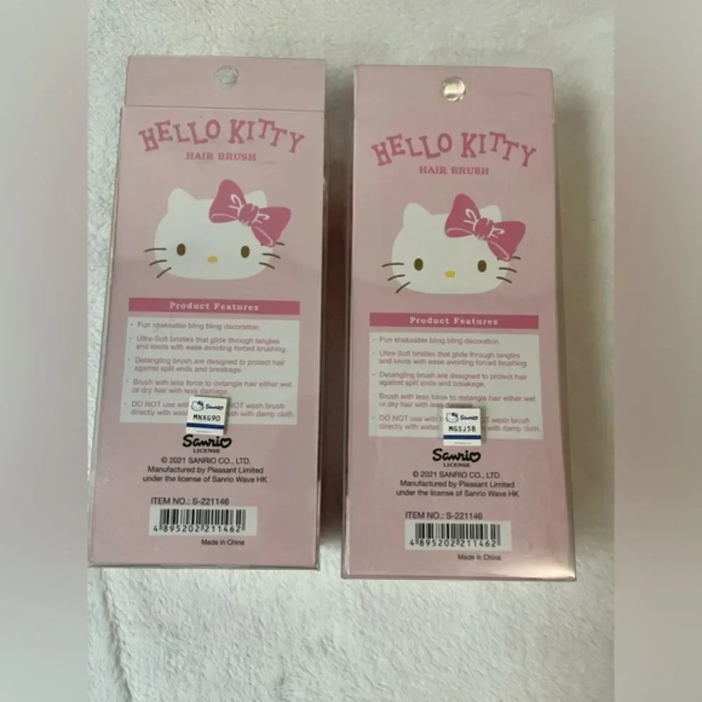 2 Sets Sanrio Hello Kitty Graphic Glitter Hair Brush Heart Shape‎